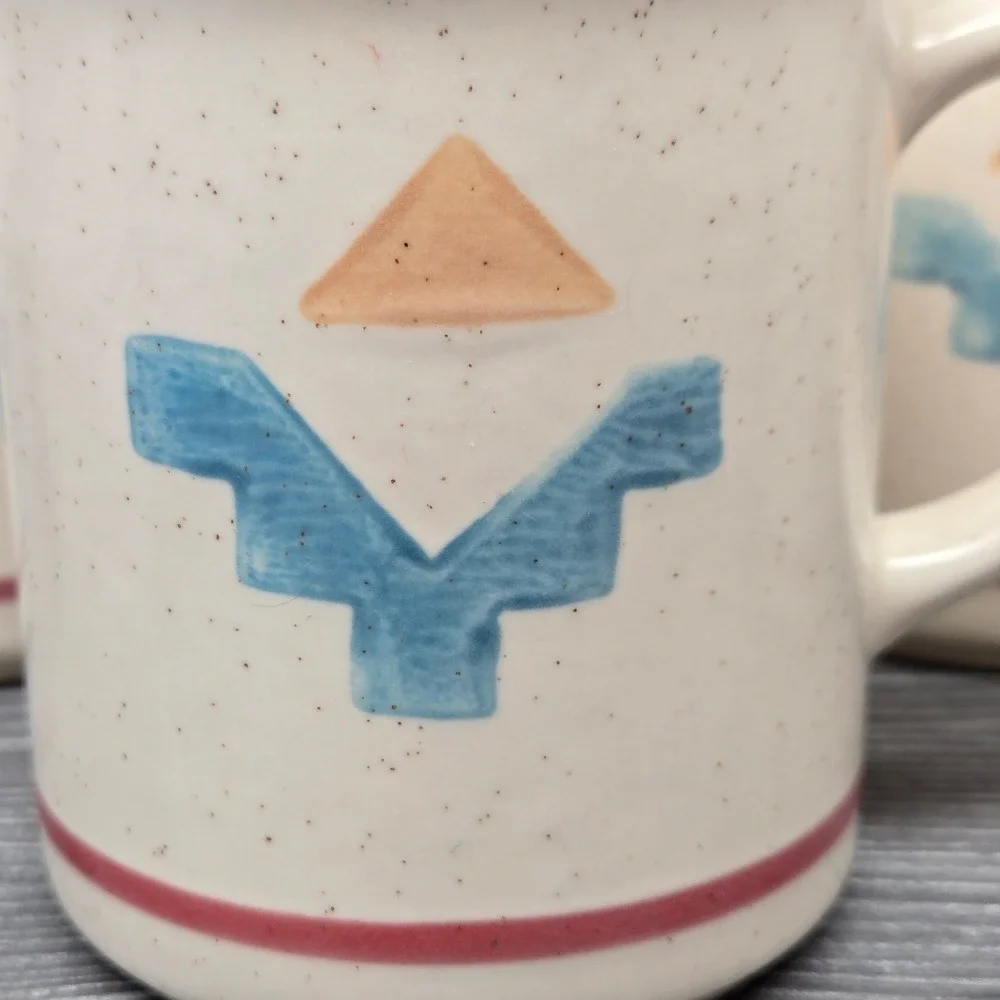 VTG Pfaltzgraff Saratoga Aztec Southwestern Speckled Stoneware Mugs, Set 4, RARE - Picture 14 of 16